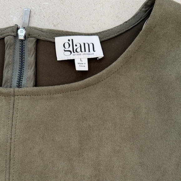 Glam Olive faux Suede Dress - Picture 3 of 4